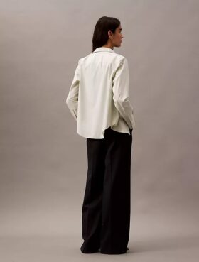 Pantaloni a gamba larga in crêpe gessato