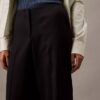 Pantaloni a gamba larga in crêpe gessato Pantaloni a gamba larga in crêpe gessato