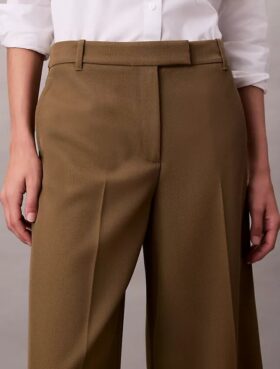 Pantaloni a gamba larga in gabardine di lana