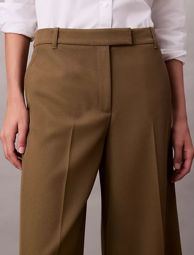 Pantaloni a gamba larga in gabardine di lana Pantaloni a gamba larga in gabardine di lana