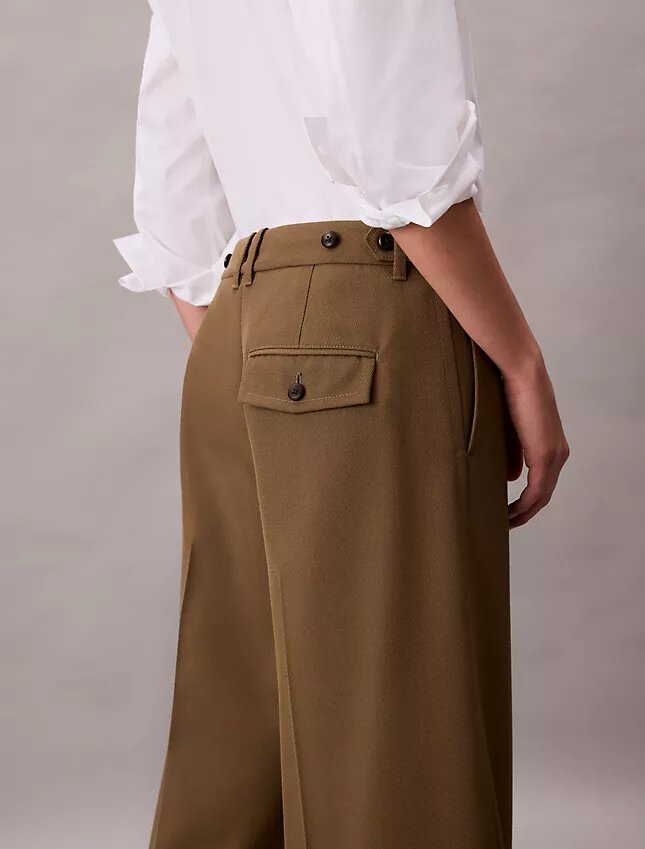 Pantaloni a gamba larga in gabardine di lana Pantaloni a gamba larga in gabardine di lana