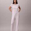 Pantaloni a gamba larga in Modal elasticizzato a trama larga Pantaloni a gamba larga in Modal elasticizzato a trama larga