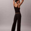 Pantaloni a gamba larga in Modal elasticizzato a trama larga Pantaloni a gamba larga in Modal elasticizzato a trama larga