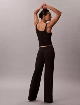 Pantaloni a gamba larga in Modal elasticizzato a trama larga
