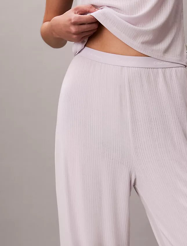 Pantaloni a gamba larga in Modal elasticizzato a trama larga Pantaloni a gamba larga in Modal elasticizzato a trama larga