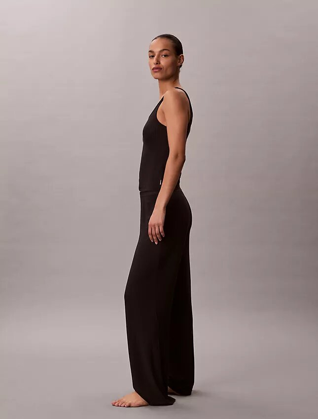Pantaloni a gamba larga in Modal elasticizzato a trama larga Pantaloni a gamba larga in Modal elasticizzato a trama larga