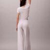 Pantaloni a gamba larga in Modal elasticizzato a trama larga Pantaloni a gamba larga in Modal elasticizzato a trama larga