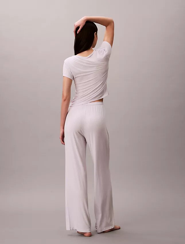 Pantaloni a gamba larga in Modal elasticizzato a trama larga Pantaloni a gamba larga in Modal elasticizzato a trama larga