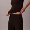 Pantaloni a gamba larga in Modal elasticizzato a trama larga Pantaloni a gamba larga in Modal elasticizzato a trama larga