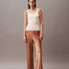 Pantaloni a gamba larga in raso stropicciato Pantaloni a gamba larga in raso stropicciato