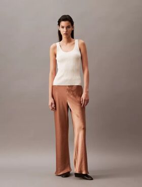 Pantaloni a gamba larga in raso stropicciato