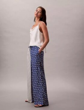 Pantaloni a gamba larga in twill di viscosa stampato