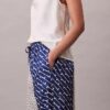 Pantaloni a gamba larga in twill di viscosa stampato