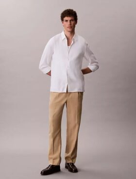 Pantaloni a pieghe in misto lino