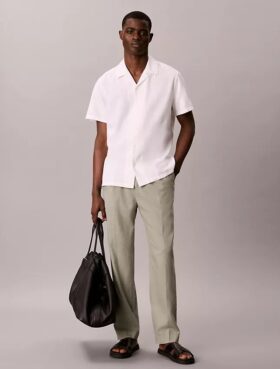 Pantaloni a pieghe in misto lino
