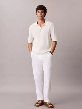 Pantaloni a pieghe in misto lino