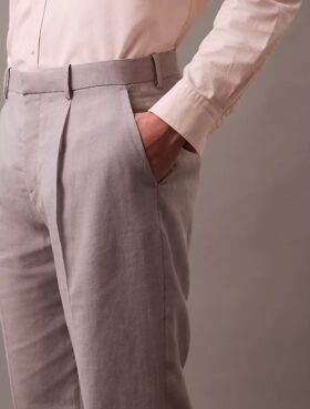 Pantaloni a pieghe in misto lino