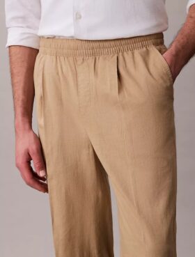 Pantaloni a pieghe in misto lino