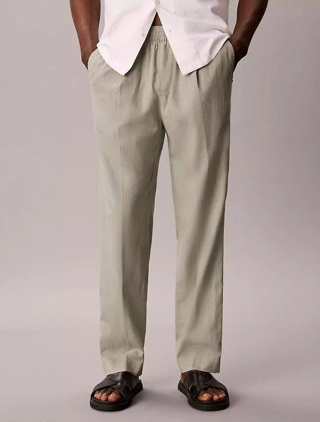 Pantaloni a pieghe in misto lino Pantaloni a pieghe in misto lino