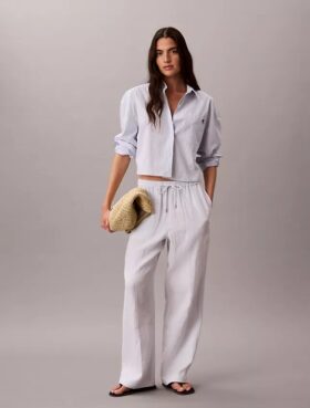 Pantaloni a vita elastica in doppia garza