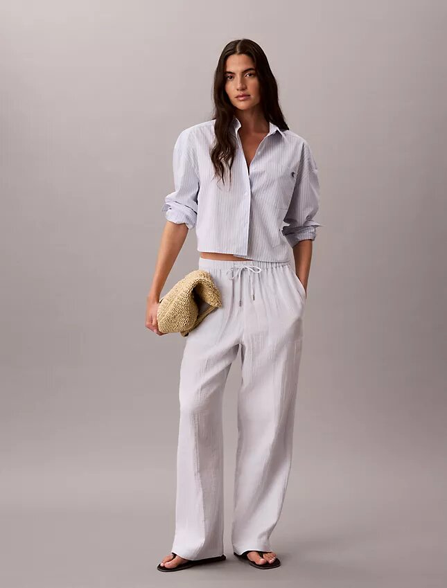 Pantaloni a vita elastica in doppia garza Pantaloni a vita elastica in doppia garza