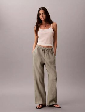 Pantaloni a vita elastica in doppia garza
