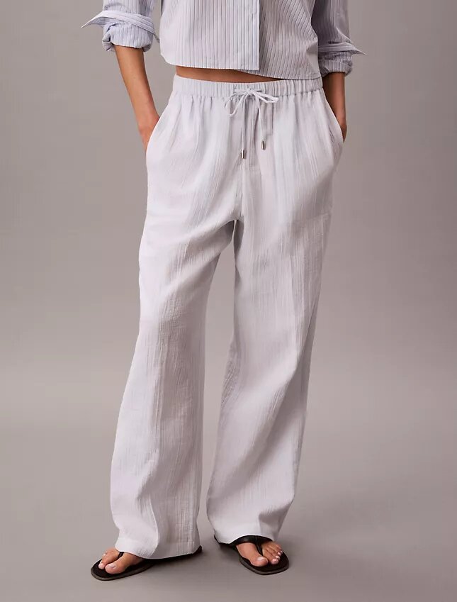 Pantaloni a vita elastica in doppia garza Pantaloni a vita elastica in doppia garza