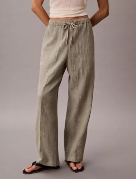 Pantaloni a vita elastica in doppia garza