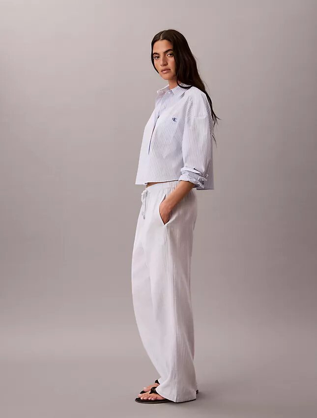 Pantaloni a vita elastica in doppia garza Pantaloni a vita elastica in doppia garza