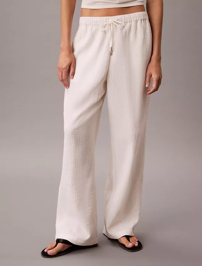 Pantaloni a vita elastica in doppia garza Pantaloni a vita elastica in doppia garza