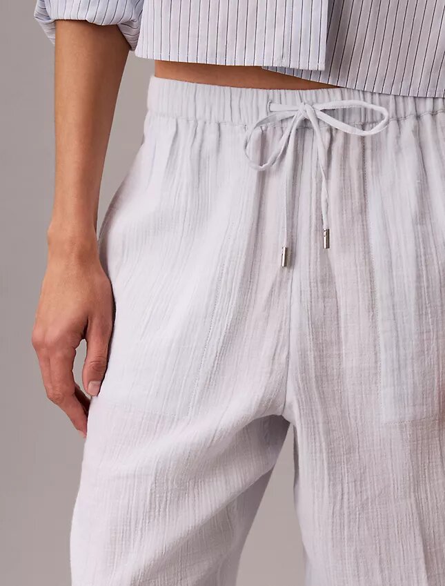 Pantaloni a vita elastica in doppia garza Pantaloni a vita elastica in doppia garza
