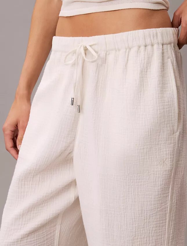 Pantaloni a vita elastica in doppia garza Pantaloni a vita elastica in doppia garza