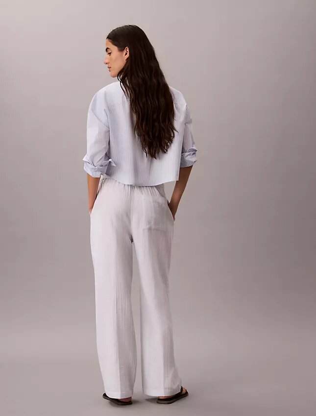 Pantaloni a vita elastica in doppia garza Pantaloni a vita elastica in doppia garza