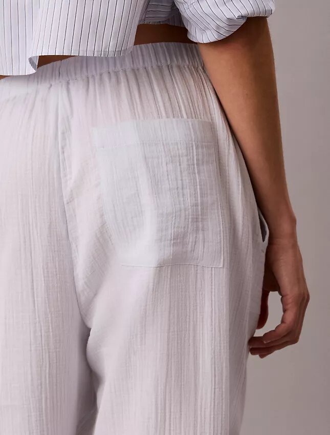 Pantaloni a vita elastica in doppia garza Pantaloni a vita elastica in doppia garza