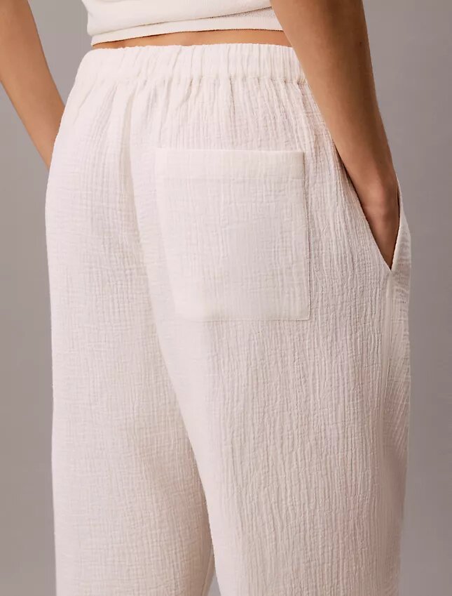 Pantaloni a vita elastica in doppia garza Pantaloni a vita elastica in doppia garza