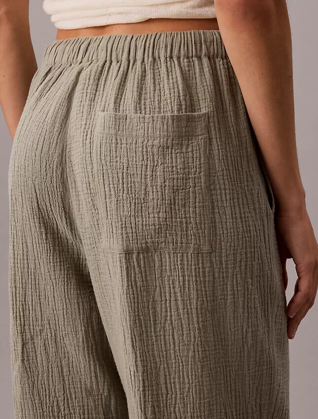 Pantaloni a vita elastica in doppia garza Pantaloni a vita elastica in doppia garza
