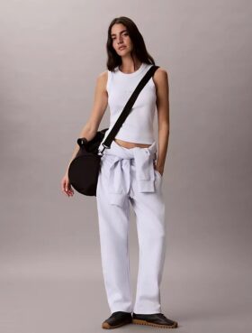 Pantaloni a zampa con nastro con logo