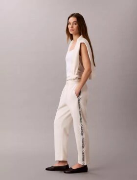 Pantaloni a zampa con nastro con logo