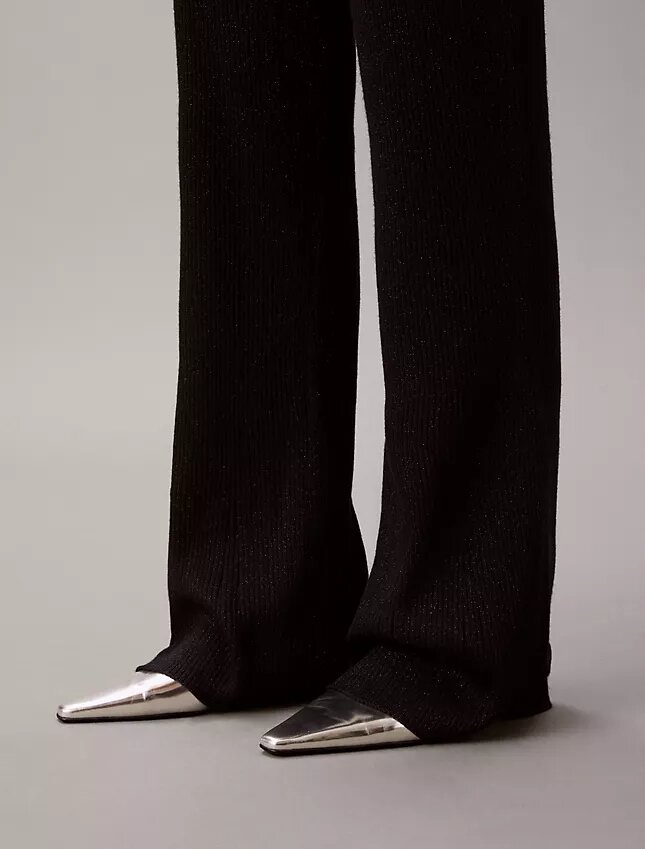 Pantaloni a zampa in misto lana merino e lurex Pantaloni a zampa in misto lana merino e lurex