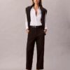 Pantaloni a zampa in twill di cotone elasticizzato Pantaloni a zampa in twill di cotone elasticizzato