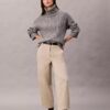 Pantaloni a zampa in twill di cotone elasticizzato Pantaloni a zampa in twill di cotone elasticizzato