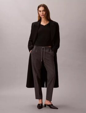 Pantaloni alla caviglia affusolati a righe con coulisse