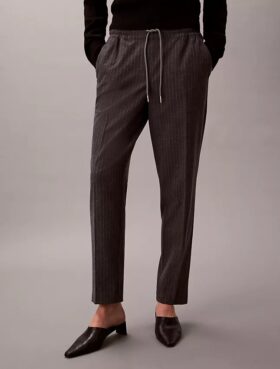 Pantaloni alla caviglia affusolati a righe con coulisse