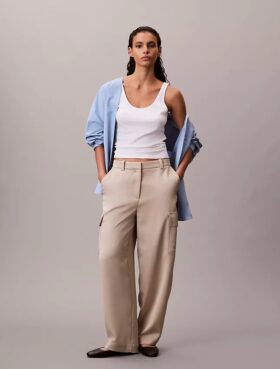 Pantaloni cargo comodi in twill di raso