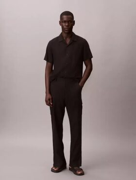 Pantaloni cargo dritti e comodi in lino e cotone
