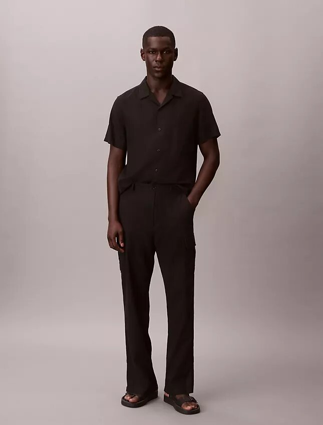 Pantaloni cargo dritti e comodi in lino e cotone Pantaloni cargo dritti e comodi in lino e cotone