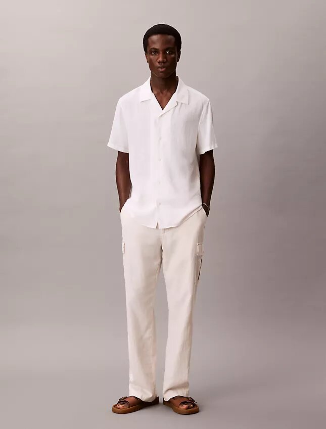 Pantaloni cargo dritti e comodi in lino e cotone Pantaloni cargo dritti e comodi in lino e cotone