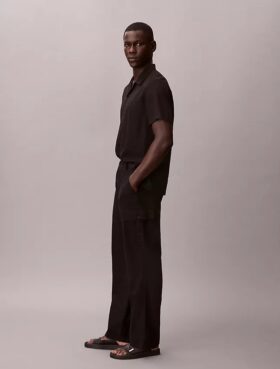 Pantaloni cargo dritti e comodi in lino e cotone