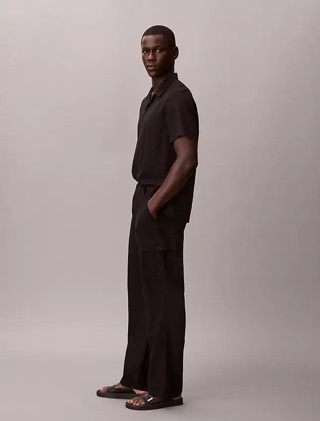 Pantaloni cargo dritti e comodi in lino e cotone Pantaloni cargo dritti e comodi in lino e cotone