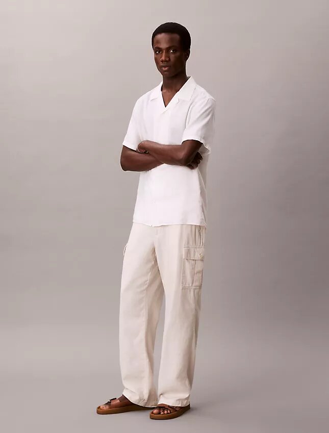Pantaloni cargo dritti e comodi in lino e cotone Pantaloni cargo dritti e comodi in lino e cotone